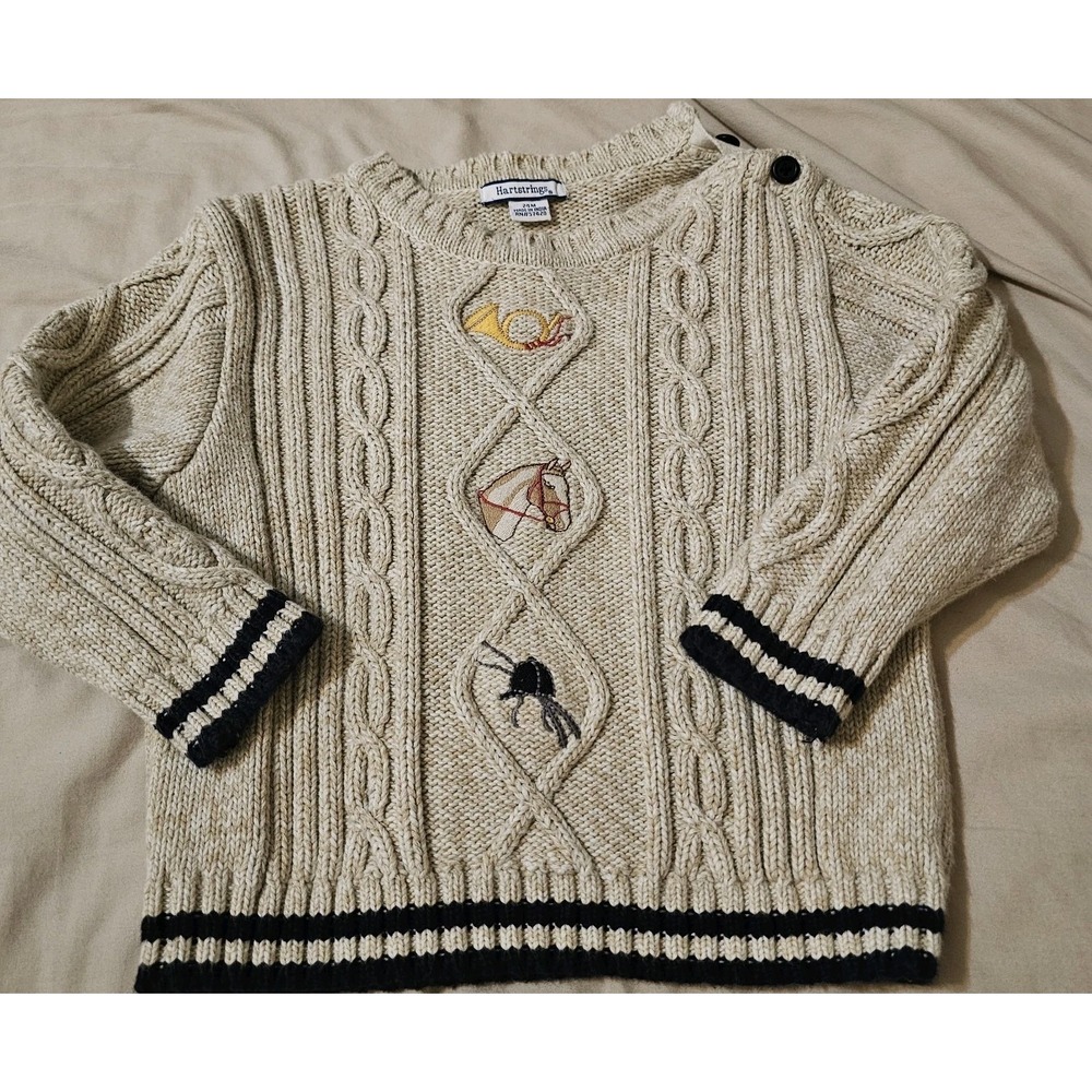 Hartstrings Sweater Boys 24 Months Equestrian Vintage Cottagecore Cotton